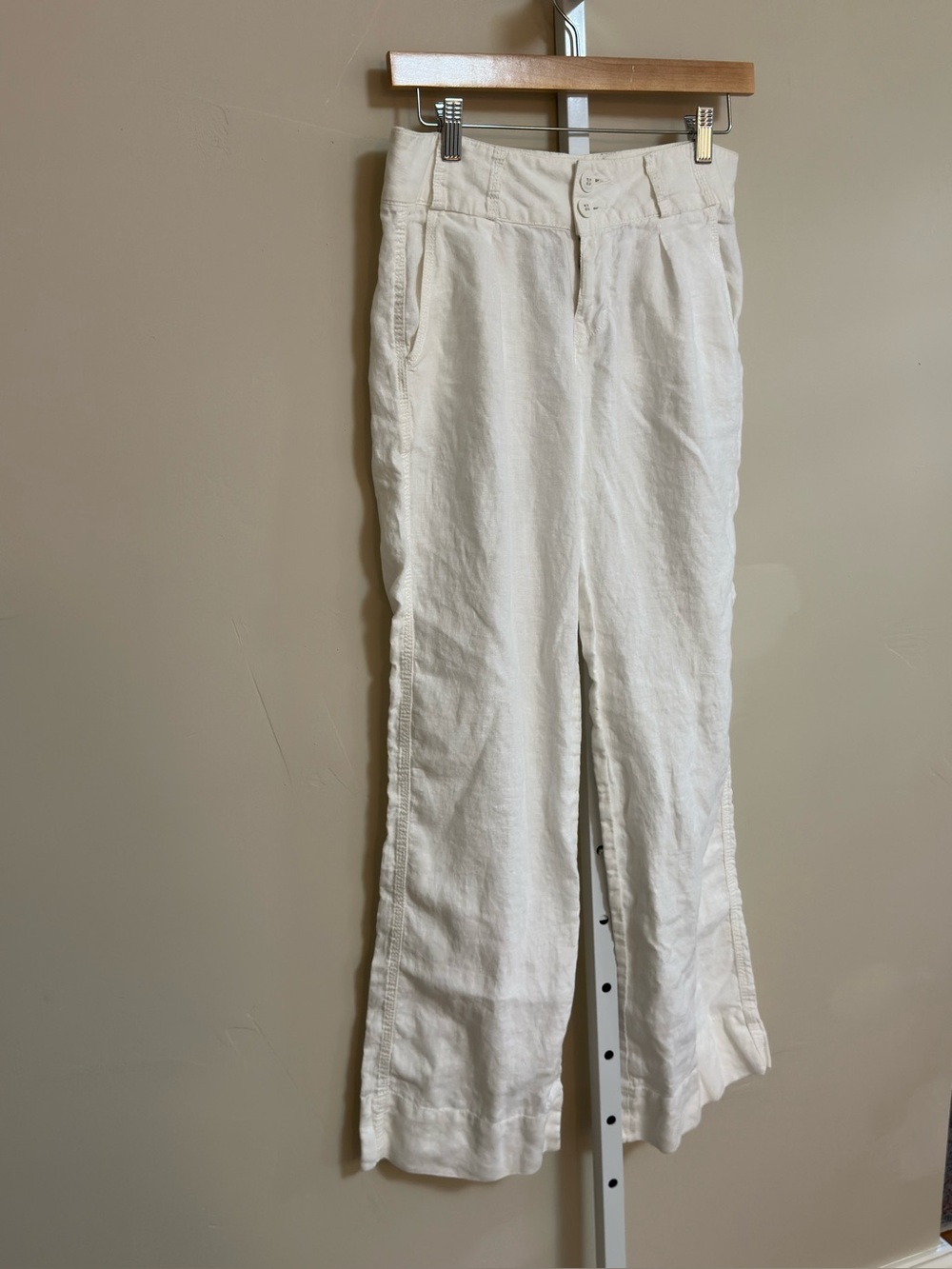 Lucky Brand White 100% Linen Wide Leg Pants Size 6/28 Coastal Resort